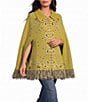 Sugarlips Lennie Bandana Printed Collared Open-Sleeve Fringe Hem Poncho Sweater - Image 1