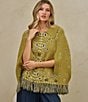 Sugarlips Lennie Bandana Printed Collared Open-Sleeve Fringe Hem Poncho Sweater - Image 5