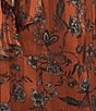 Sugarlips Leoben Floral Print Mock Neck Tie Front Long Puff Sleeves Blouse, Color:Brown Black - Image 4