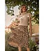 Sugarlips Leopard Asymmetrical Hem Midi Skirt, Color:Black Tan - Image 5
