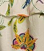 Sugarlips Linen Floral Print Off the Shoulder Short Sleeve Top, Color:Ivory Multi - Image 4