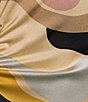 Color:Tan Multi - Image 4 - Lourdes Cut-Out Ruched Satin Retro Print Crew Neck Sleeveless Midi Dress