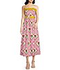 Sugarlips Maia Floral Beny Ruffle Strapless Belted Midi Dress, Color:Pink Multi - Image 1