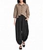 Sugarlips Marinda Striped Collared Half Sleeve Ruffle Hem Button Front Top - Image 3