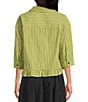 Sugarlips Marinela Woven Stripe Print Collared Half Sleeve Ruffle Hem Button Front Top - Image 2