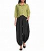 Sugarlips Marinela Woven Stripe Print Collared Half Sleeve Ruffle Hem Button Front Top - Image 3