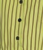Sugarlips Marinela Woven Stripe Print Collared Half Sleeve Ruffle Hem Button Front Top - Image 4