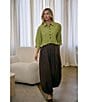 Sugarlips Marinela Woven Stripe Print Collared Half Sleeve Ruffle Hem Button Front Top - Image 5