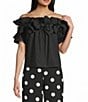 Sugarlips Off-The-Shoulder Bow Ruffle Top - Image 1