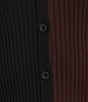 Sugarlips Olivia Mill Color Block Ribbed Knit V-Neck Long Sleeve Button Front Cardigan, Color:Black Brown - Image 4