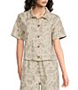 Sugarlips Paisley Printed Collared Short Sleeve Coordinating Denim Shirt-Jacket - Image 1