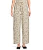 Sugarlips Paisley Printed High Rise Drawstring Waist Straight Leg Coordinating Denim Pants - Image 1