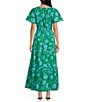 Sugarlips Palmer Floral Print V-Neck Short Sleeve Tiered Poplin Maxi Dress, Color:Light Blue Multi - Image 2
