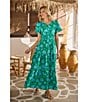 Sugarlips Palmer Floral Print V-Neck Short Sleeve Tiered Poplin Maxi Dress, Color:Light Blue Multi - Image 4