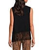 Sugarlips Petite Lendria Round Neck Sleeveless Asymmetrical Fringe Hem Coordinating Top - Image 2