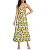 Sugarlips Petite Size Lemon Print Katana High Rise Pleated Coordinating Maxi Skirt - Image 3