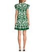 Sugarlips Petite Size Tropical Ebba Printed Split Neck Ruffle Cap Sleeve Mini Shift Dress - Image 2