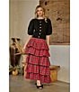 Sugarlips Plaid Print High Waist Ruffle Tiered Pull-On Maxi Skirt, Color:Red Multi - Image 5