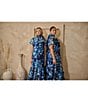 Sugarlips Plus Abay Floral Short Sleeve Jacquard/Organza Long Dress, Color:Blue/White - Image 6