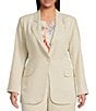 Sugarlips Plus Candida Fitted Linen Blend Notch Lapel Blazer, Color:Natural - Image 3