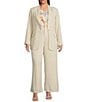 Sugarlips Plus Candida Fitted Linen Blend Notch Lapel Blazer, Color:Natural - Image 4