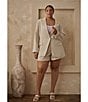 Sugarlips Plus Candida Fitted Linen Blend Notch Lapel Blazer, Color:Natural - Image 6
