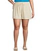 Sugarlips Plus Candida Shore Taliya Linen Blend Drawstring Shorts, Color:Natural - Image 1