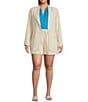 Sugarlips Plus Candida Shore Taliya Linen Blend Drawstring Shorts, Color:Natural - Image 3