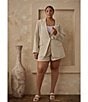 Sugarlips Plus Candida Shore Taliya Linen Blend Drawstring Shorts, Color:Natural - Image 5