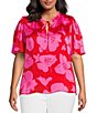 Sugarlips Plus Caribbean Crush Short Sleeve Textured Satin Top,Specials : American Fashion Style Bags On Sale