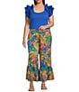 Sugarlips Plus Double Ruffle Ribbed and Poplin Short Sleeve Top, Color:Cobalt - Image 3