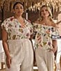 Sugarlips Plus Floral/Paisley Printed Flutter-Sleeve Woven Top, Color:Ivory Multi - Image 6