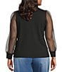 Sugarlips Plus Knit Long Sheer Leopard Sleeve Top, Color:Black Multi - Image 2