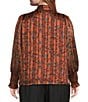 Sugarlips Plus Leoben Floral/Stripe Printed Balloon Sleeve Satin Blouse, Color:Brown/Black - Image 2