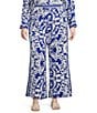 Sugarlips Plus Mixed Print High Rise Wide-Leg Coordinating Pants, Color:Blue/White - Image 1
