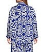 Sugarlips Plus Mixed Print Long Sleeve Oversized Coordinating Blouse, Color:Blue/White - Image 2