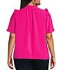 Sugarlips Plus Ordena Split Neck Ruffle Top, Color:Fuchsia - Image 2