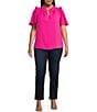 Sugarlips Plus Ordena Split Neck Ruffle Top, Color:Fuchsia - Image 3