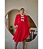 Sugarlips Plus Pearl Jena Glow Bow Round Neck Long Sleeve Velvet Midi Dress, Color:Red - Image 4