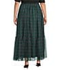 Sugarlips Plus Plaid Mesh Maxi Skirt, Color:Green/Black - Image 2