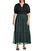 Sugarlips Plus Plaid Mesh Maxi Skirt, Color:Green/Black - Image 3