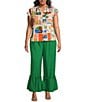 Sugarlips Plus Postcard Print Short Sleeve Coordinating Blouse, Color:Coral - Image 3