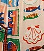 Sugarlips Plus Postcard Print Tassel Trimmed Cropped Coordinating Pants, Color:Coral Multi - Image 3