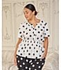 Sugarlips Plus Randal Polda Dot Print Split V-Neck Short Sleeve Peplum Coordinating Top - Image 5