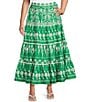 Sugarlips Plus Rick Rack Trimmed Tiered Coordinating High Waisted Skirt, Color:Green White - Image 1