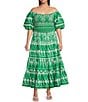 Sugarlips Plus Rick Rack Trimmed Tiered Coordinating High Waisted Skirt, Color:Green White - Image 3