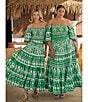 Sugarlips Plus Rick Rack Trimmed Tiered Coordinating High Waisted Skirt, Color:Green White - Image 5