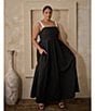Sugarlips Plus Roxy Smocked-Back Long Dress, Color:Black/White - Image 4