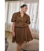 Sugarlips Plus Short Sleeve Floral Jacquard Split Neck Top - Image 5