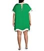 Sugarlips Plus Short Sleeve Linen Trim Textured Dress, Color:Kelly Green - Image 2